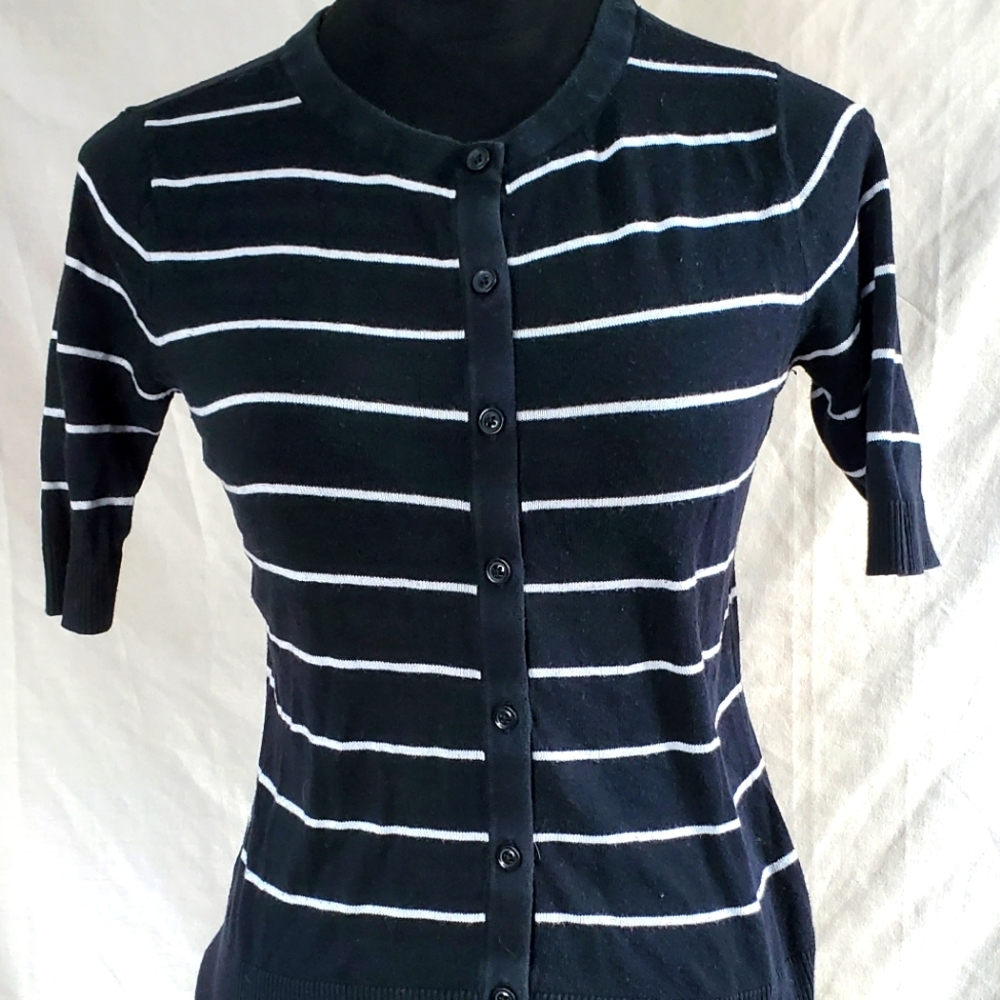 Merona Short Sleeve Sweater.Black with white stripesSize XS